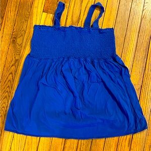 Motherhood Blue Smocked Sleeveless Tank Top